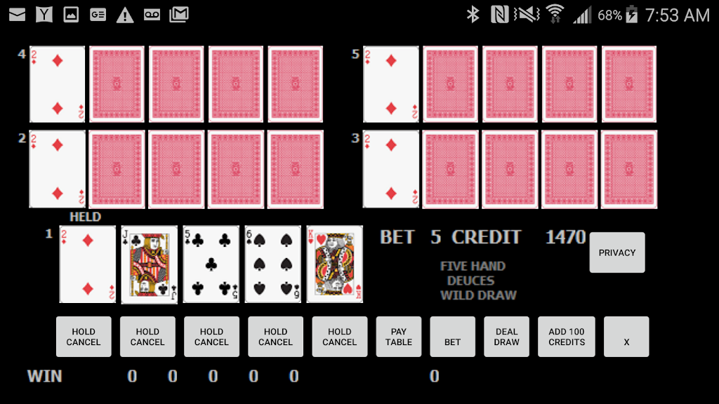 Five Hand Deuces Wild Draw Screenshot2