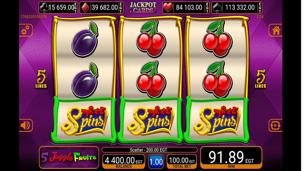 5 Juggle Fruits EGT Slot Screenshot1