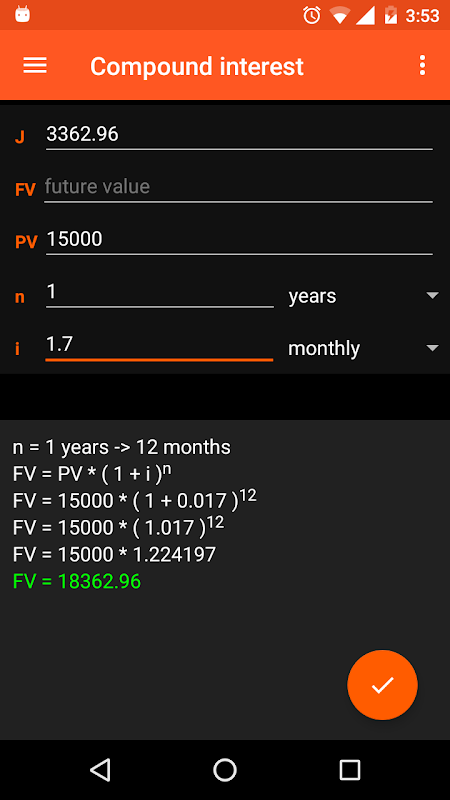 Calfi - interest calculator, Screenshot2