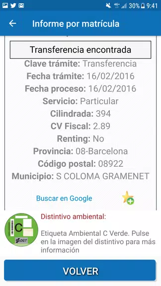 InfovehículoConsultarMatrícula Screenshot2