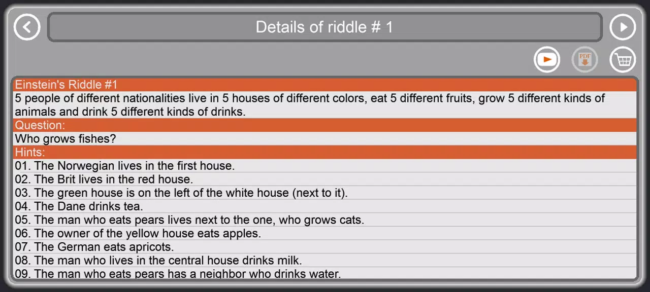 Einstein's Riddles Text Puzzle Screenshot2