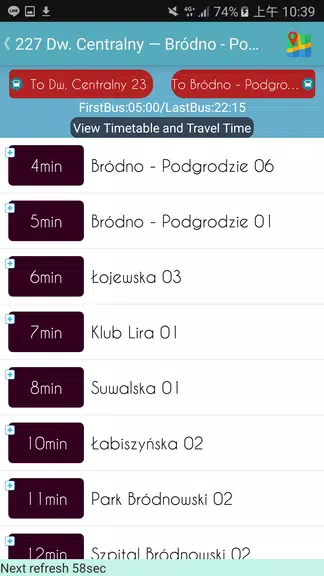 Warsaw ZTM Bus Timetable Screenshot3