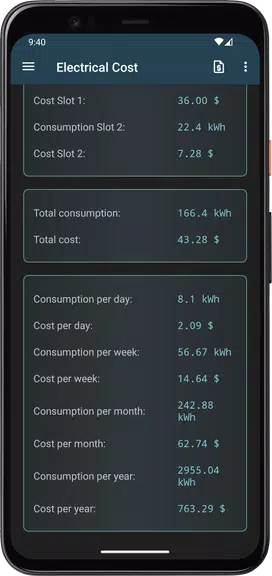 Electrical Cost Screenshot2