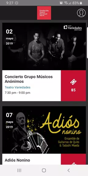 Tickets Teatro Sucre Screenshot1