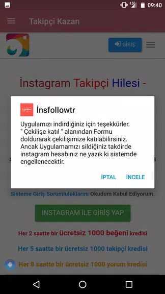 İnsfollow Instagram Bedava Takipçi ve Beğeni Kazan Screenshot2