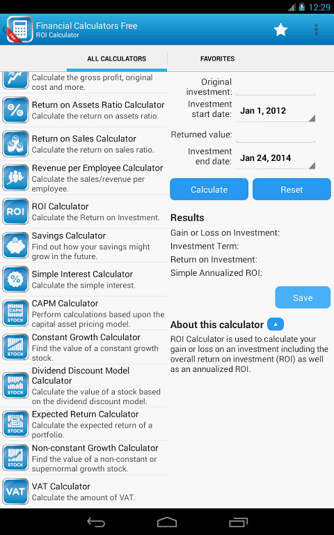 Financial Calculators Screenshot1