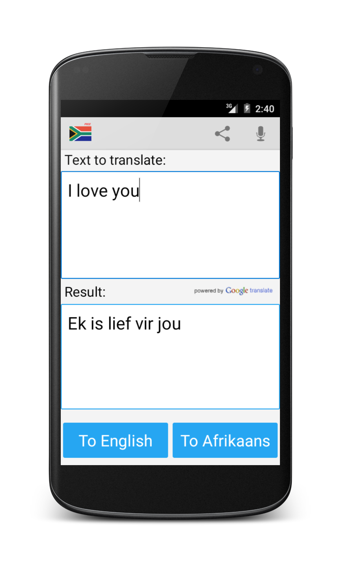 Afrikaans English Translator Screenshot3