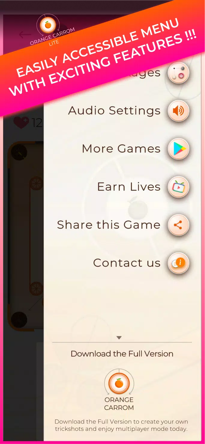 Trickshot: Orange Carrom Lite Screenshot7