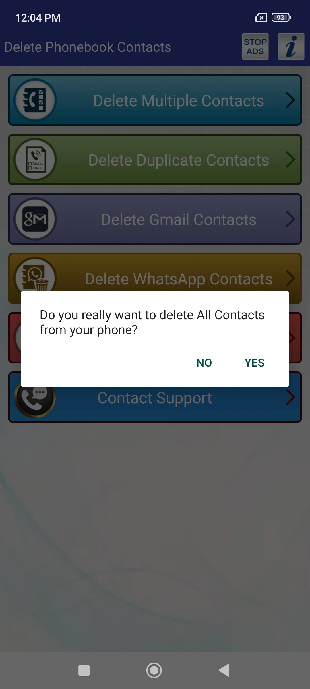 Delete all Phonebook Contacts Screenshot2