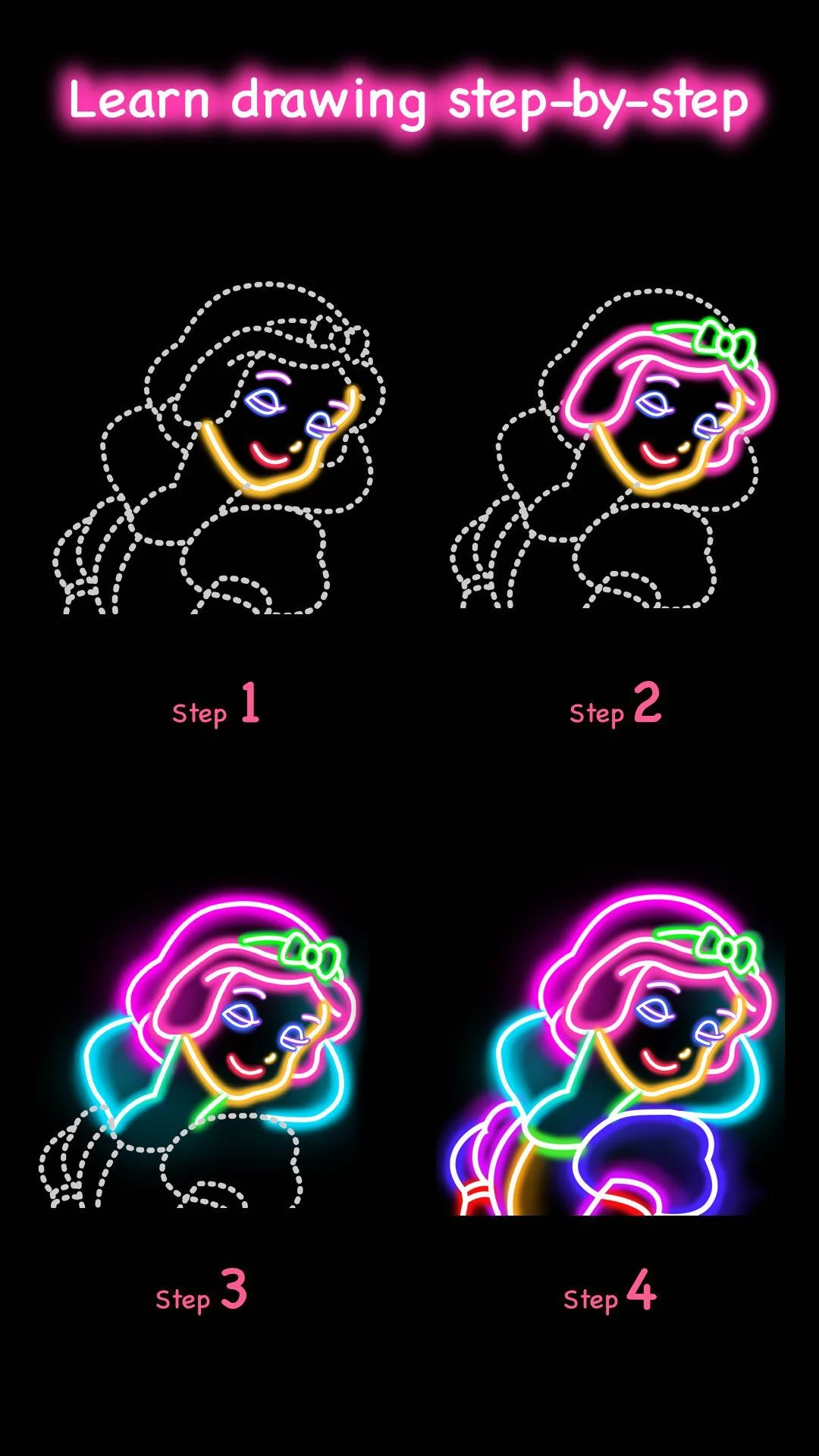 Learn To Draw Glow Princess Screenshot3