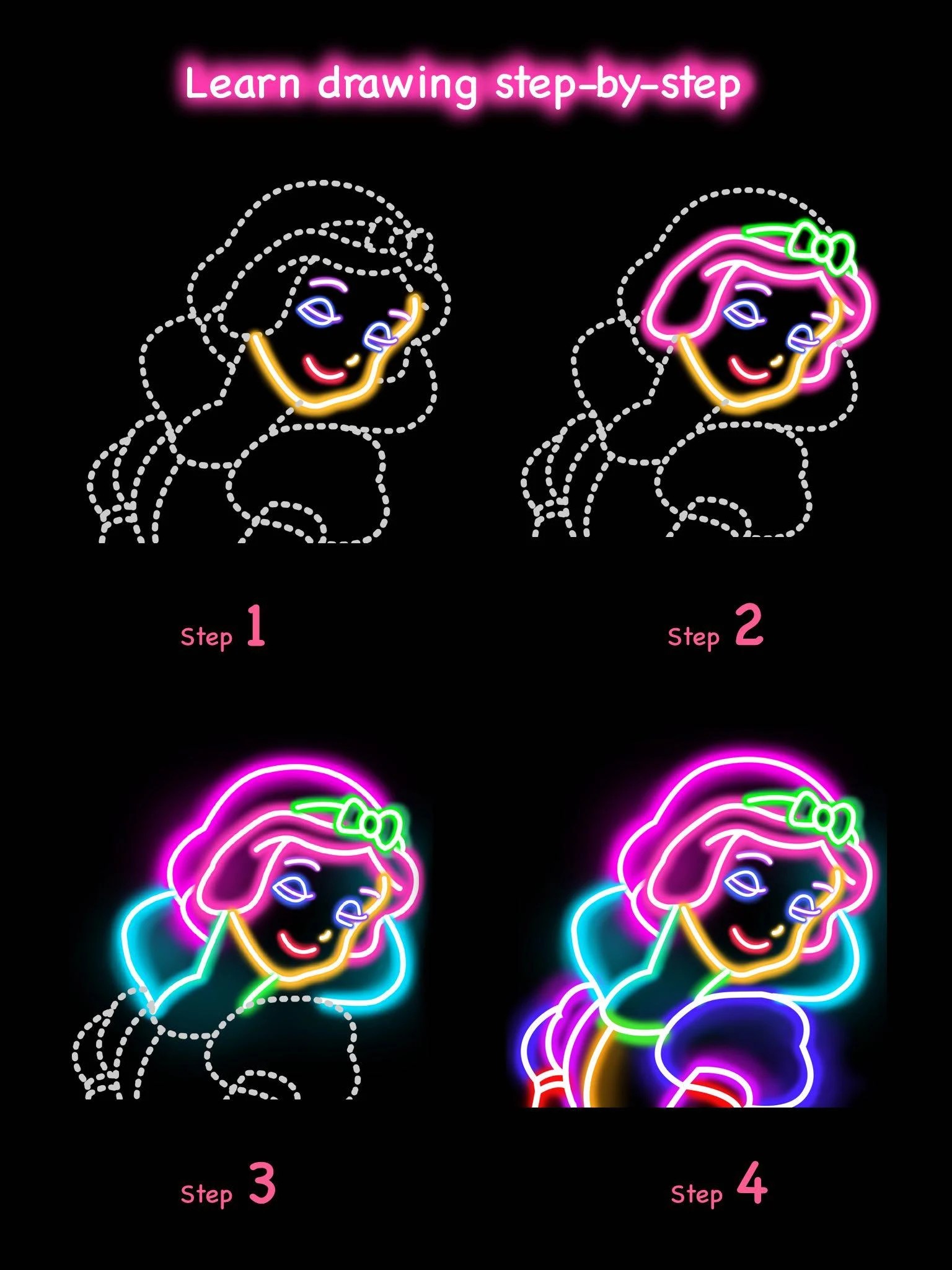 Learn To Draw Glow Princess Screenshot11