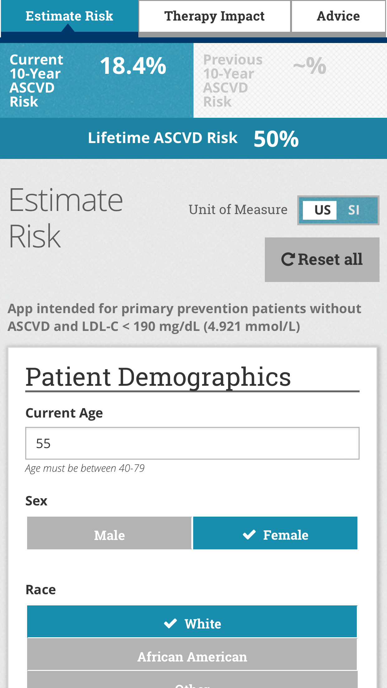 ASCVD Risk Estimator Plus Screenshot2