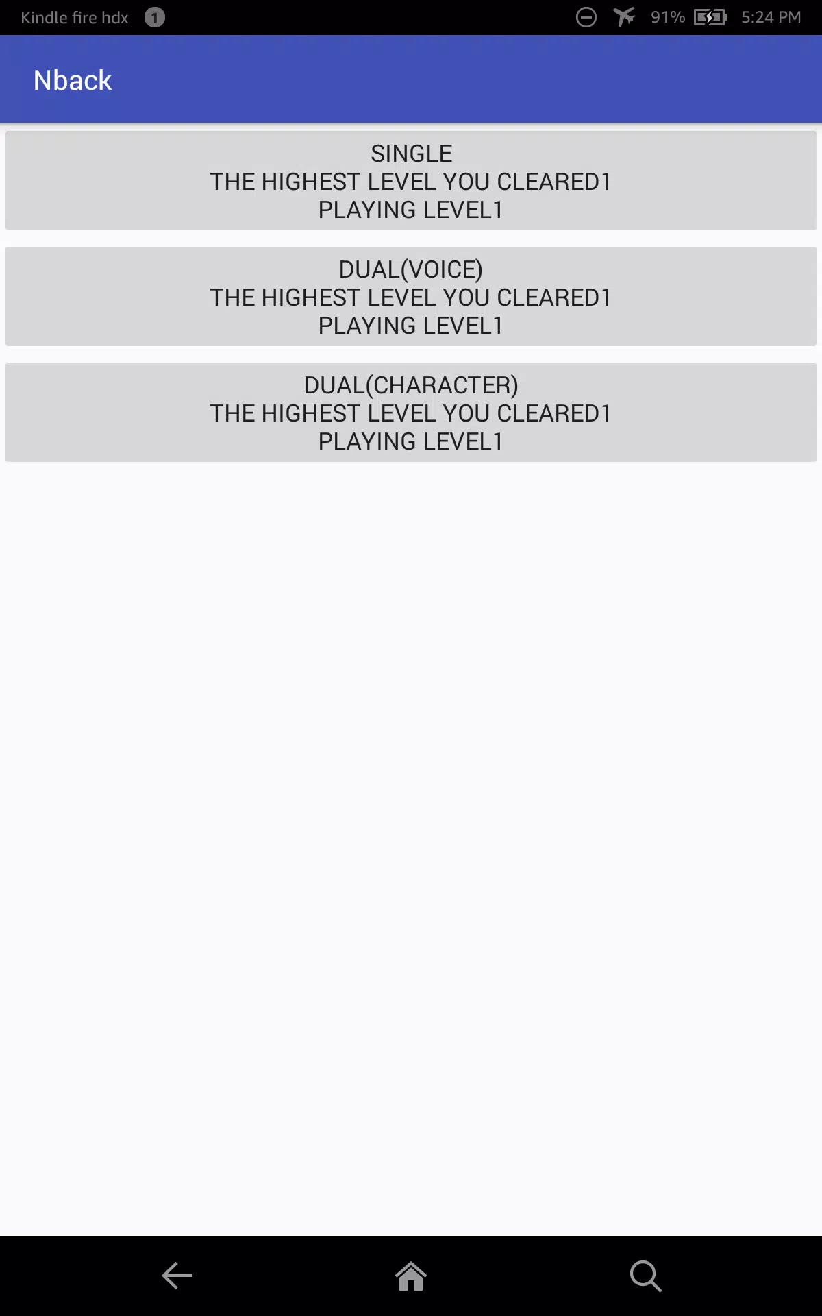 N back task(single and dual) Screenshot1