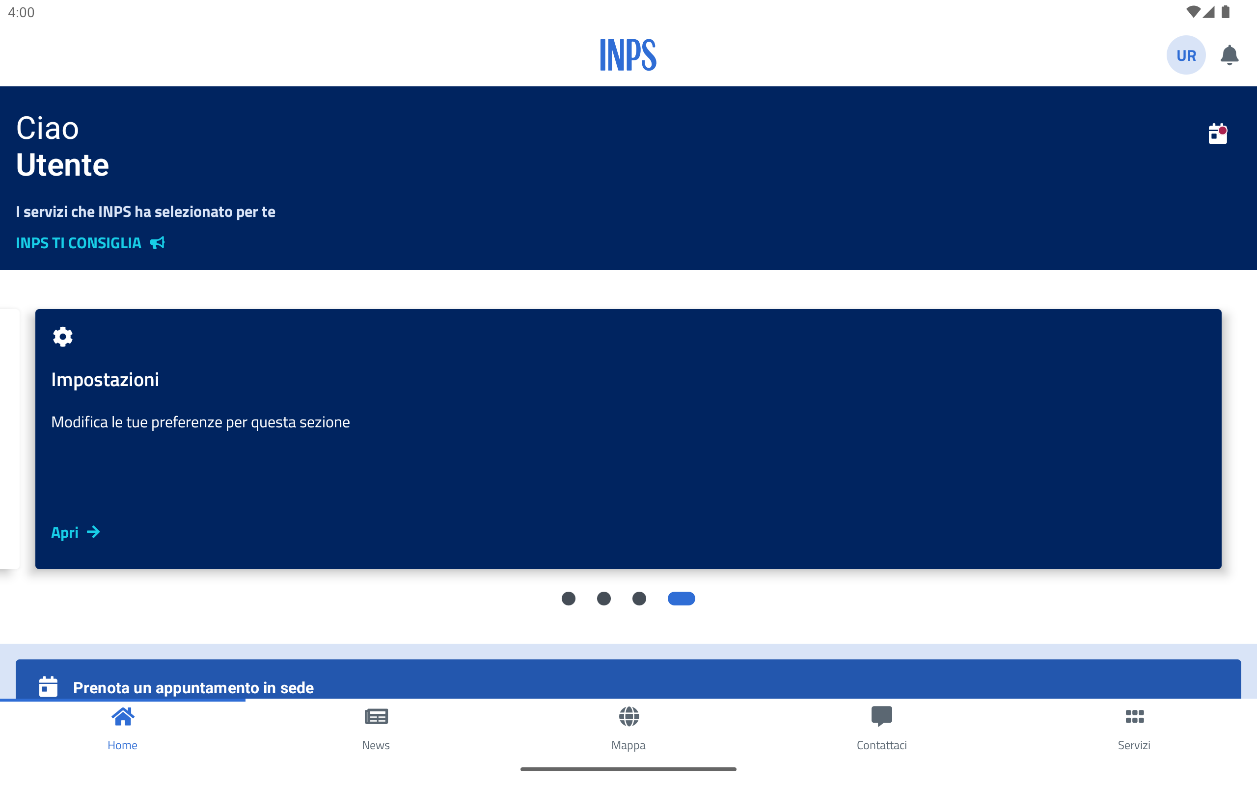 INPS Mobile per Tablet Screenshot1