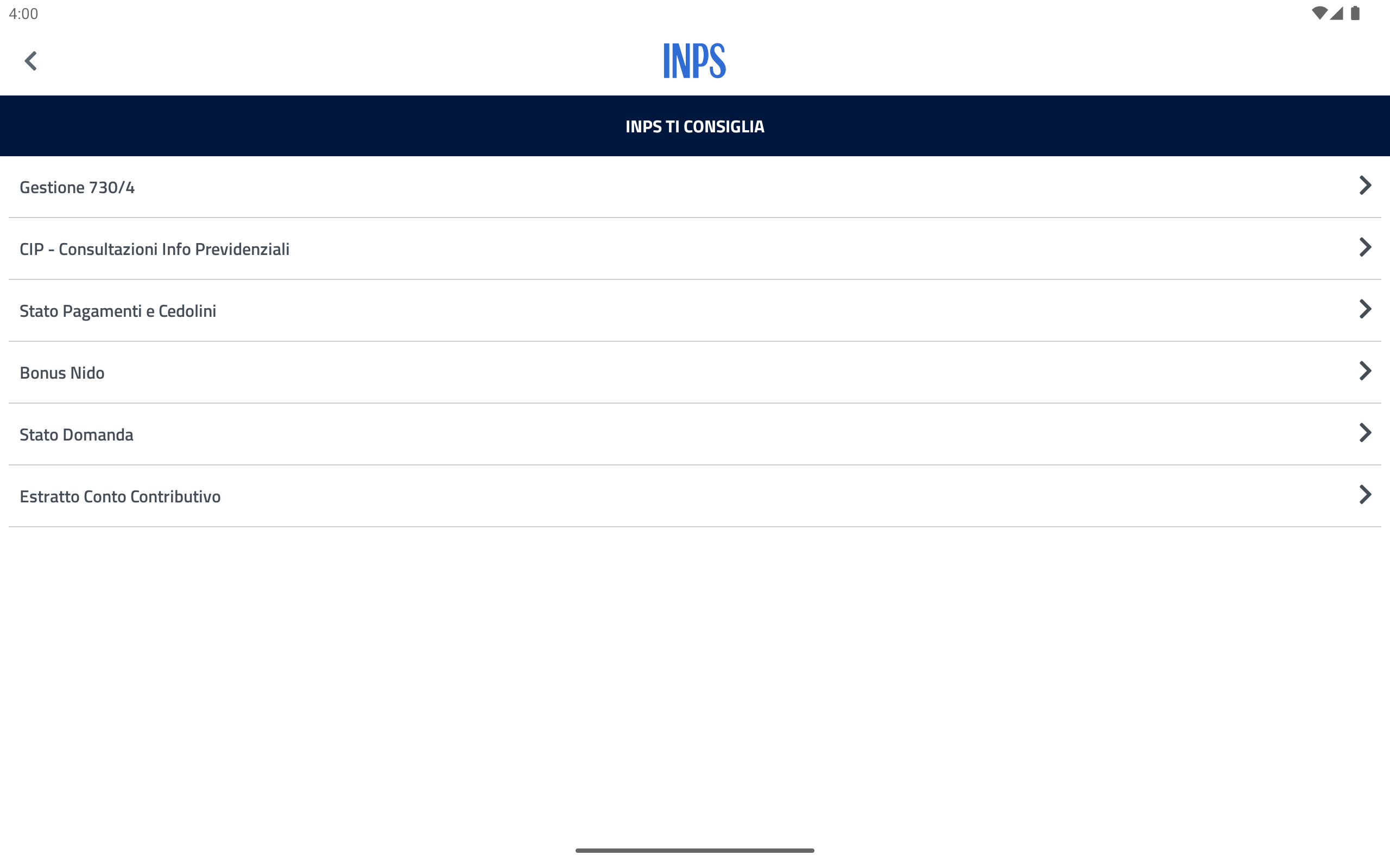 INPS Mobile per Tablet Screenshot6