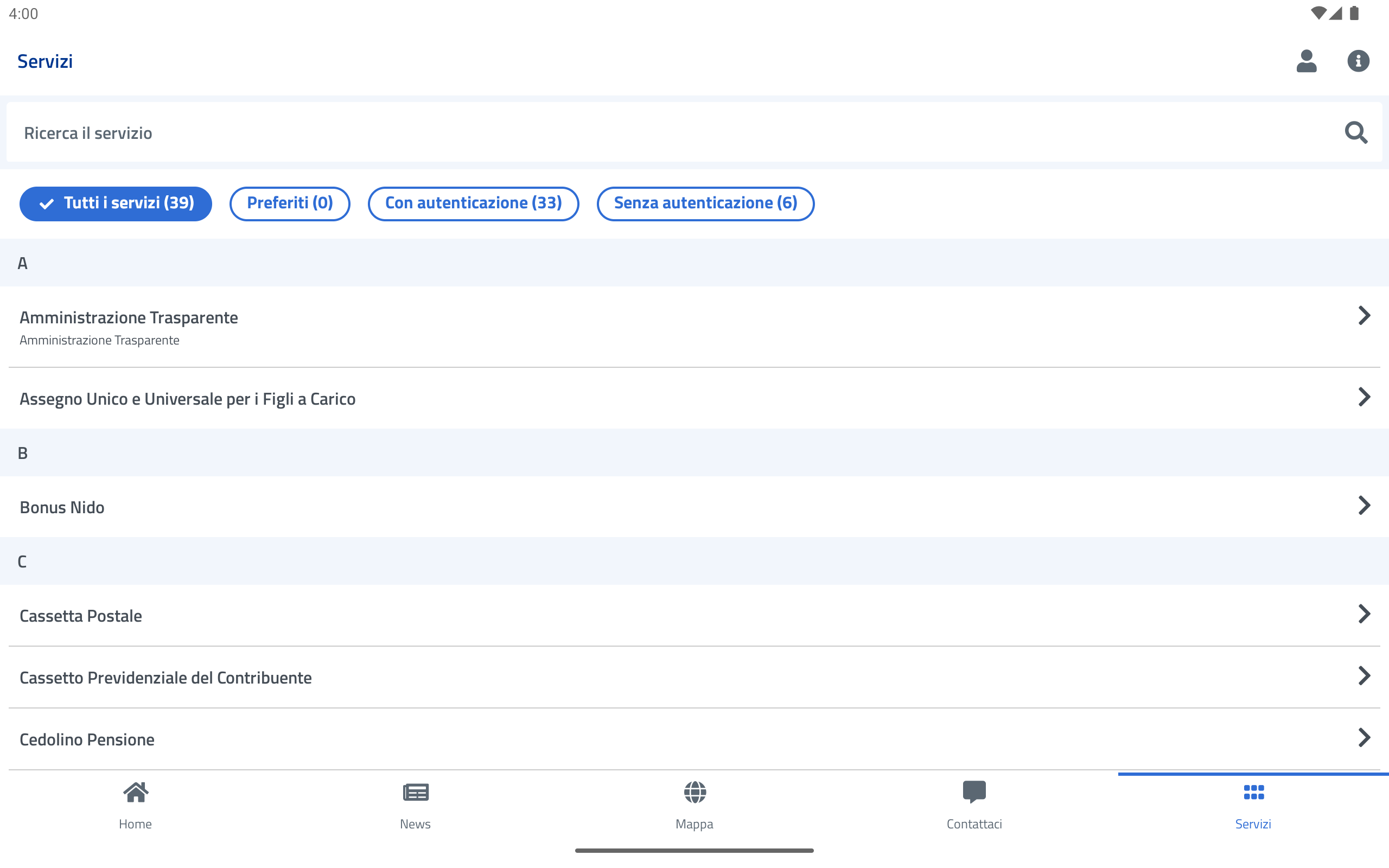 INPS Mobile per Tablet Screenshot3