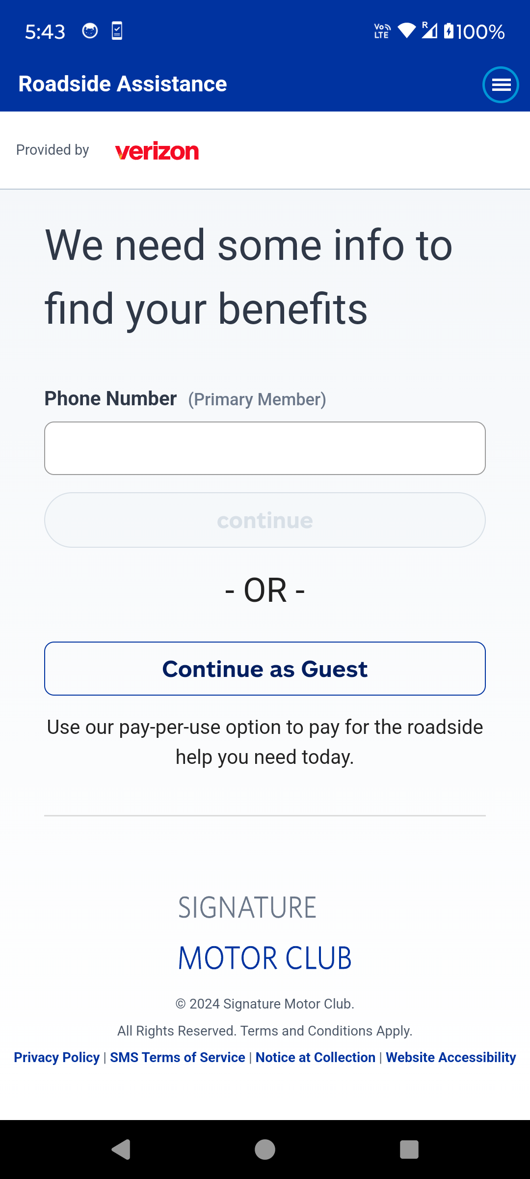 Verizon Roadside Assistance Screenshot1